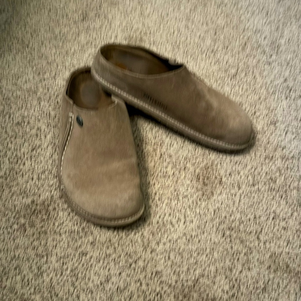 Birkenstock clogs.  Super comfy.  Lots of life left in them!  Taupe.  Size 38.